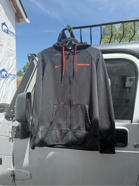 Nike Black Oregon State Zip-Up Hoodie with Orange Accents